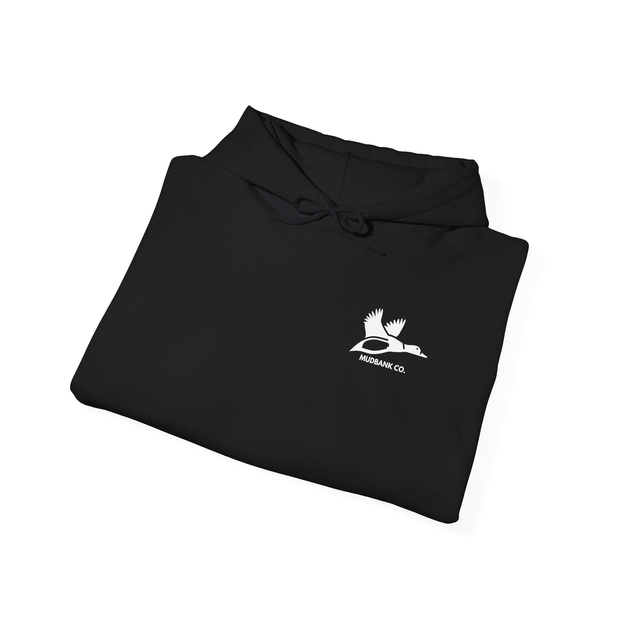 Hoodie — Minimal Black Heron & Flying Geese Graphic Pullover