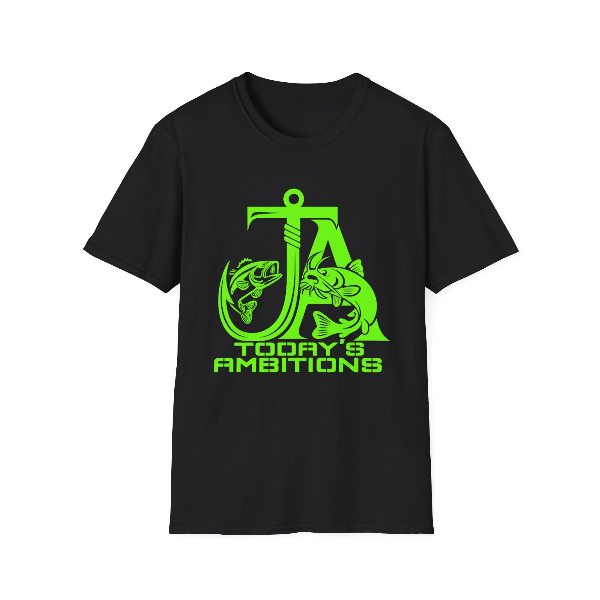 Fishing Anchor T-Shirt — "Today's Ambitions" Neon Graphic