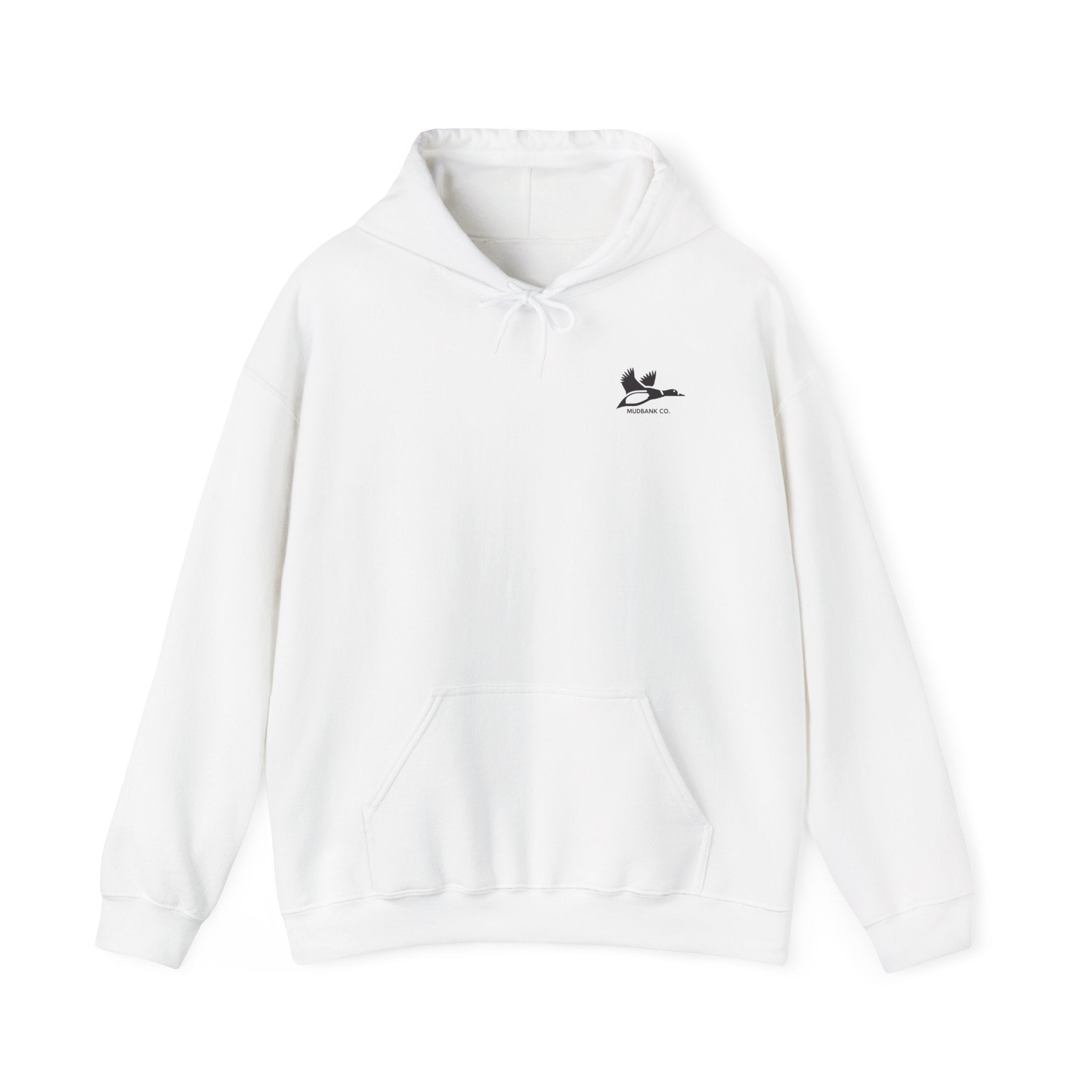 Hoodie — Minimal Black Heron & Flying Geese Graphic Pullover