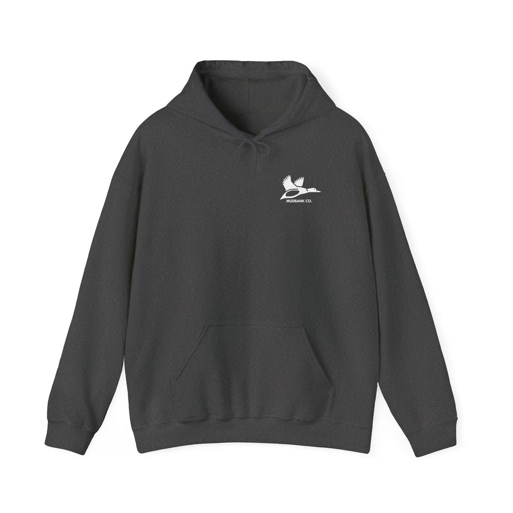 Hoodie — Minimal Black Heron & Flying Geese Graphic Pullover