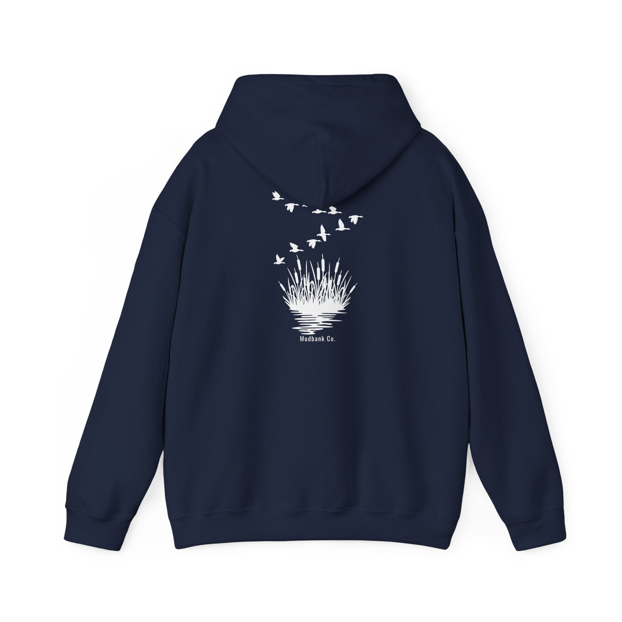 Hoodie — Minimal Black Heron & Flying Geese Graphic Pullover