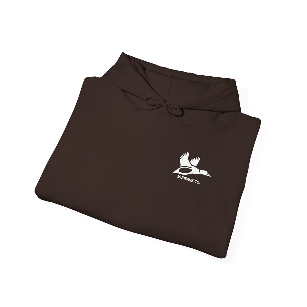 Hoodie — Minimal Black Heron & Flying Geese Graphic Pullover