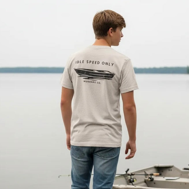 Idle Speed Only T-Shirt | Mudbank Co. Boat Graphic Tee | Southern Water Life Shirt | Bella Canvas Unisex
