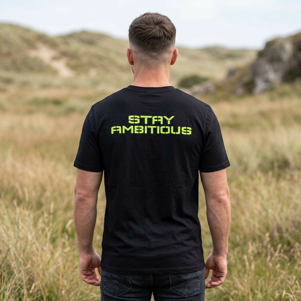 Fishing Anchor T-Shirt — "Today's Ambitions" Neon Graphic
