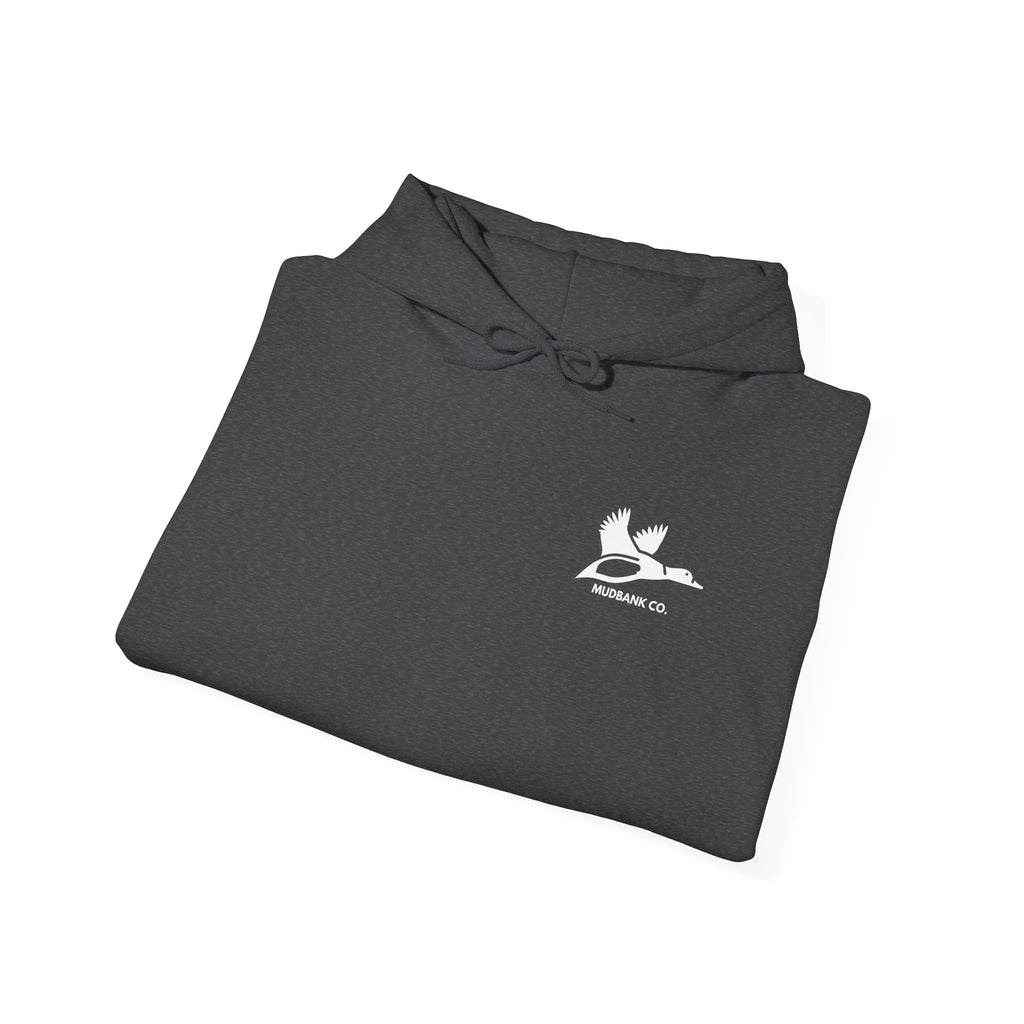 Hoodie — Minimal Black Heron & Flying Geese Graphic Pullover