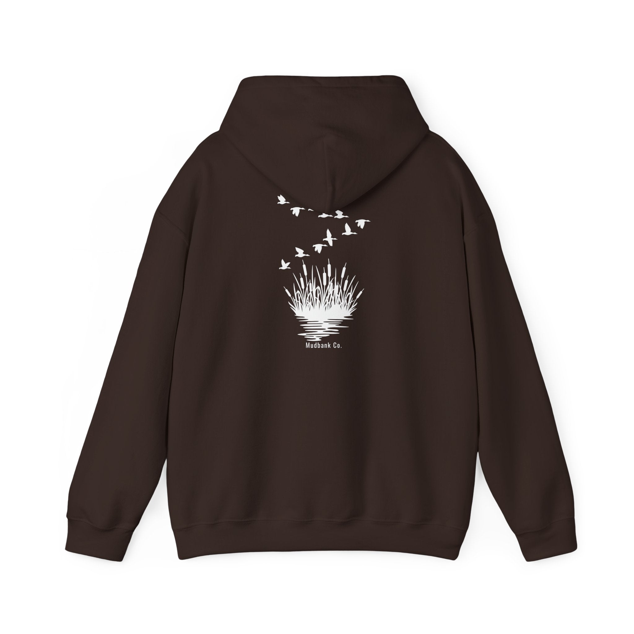 Hoodie — Minimal Black Heron & Flying Geese Graphic Pullover
