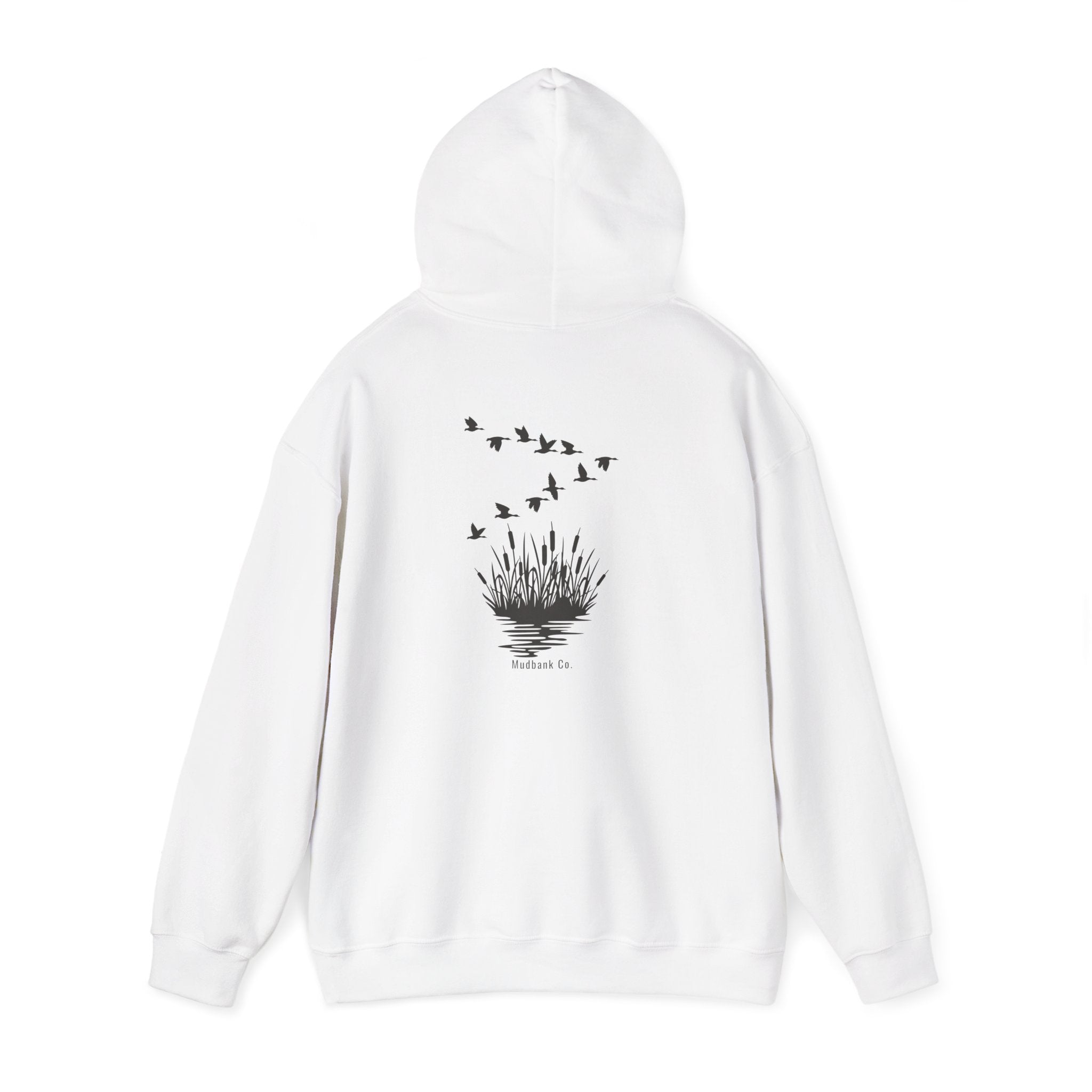 Hoodie — Minimal Black Heron & Flying Geese Graphic Pullover