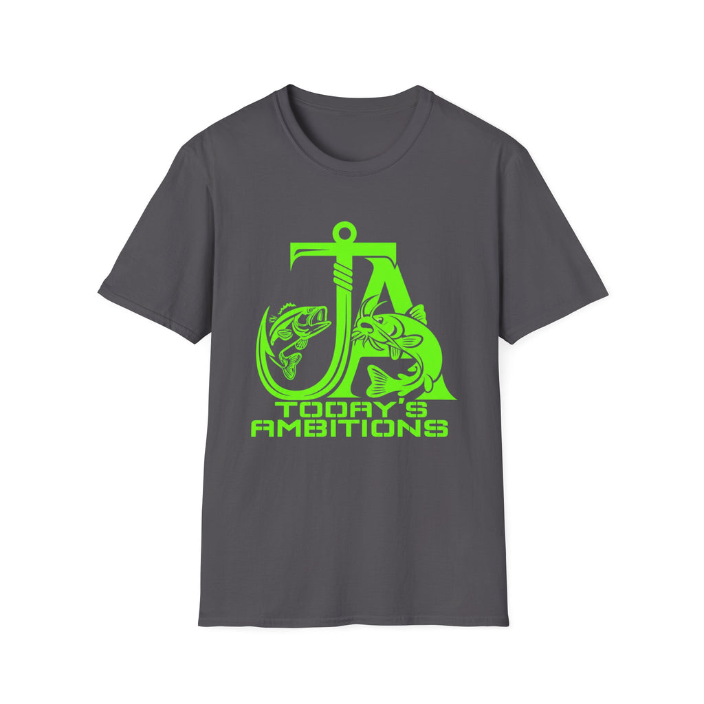 Fishing Anchor T-Shirt — "Today's Ambitions" Neon Graphic