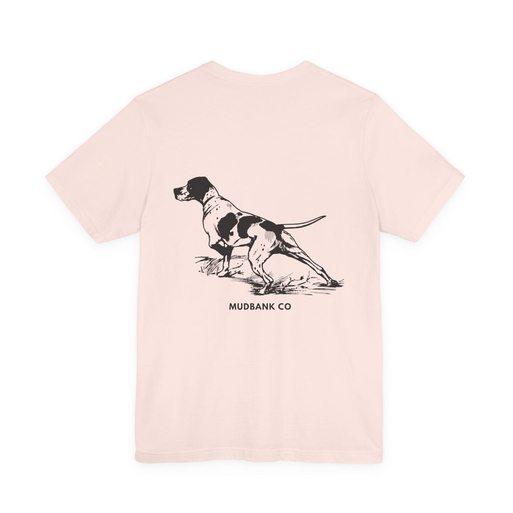 Mudbank Co. Pointing Dog T-Shirt | Bird Dog Hunting Tee | Southern Outdoors Lifestyle | Bella Canvas Unisex