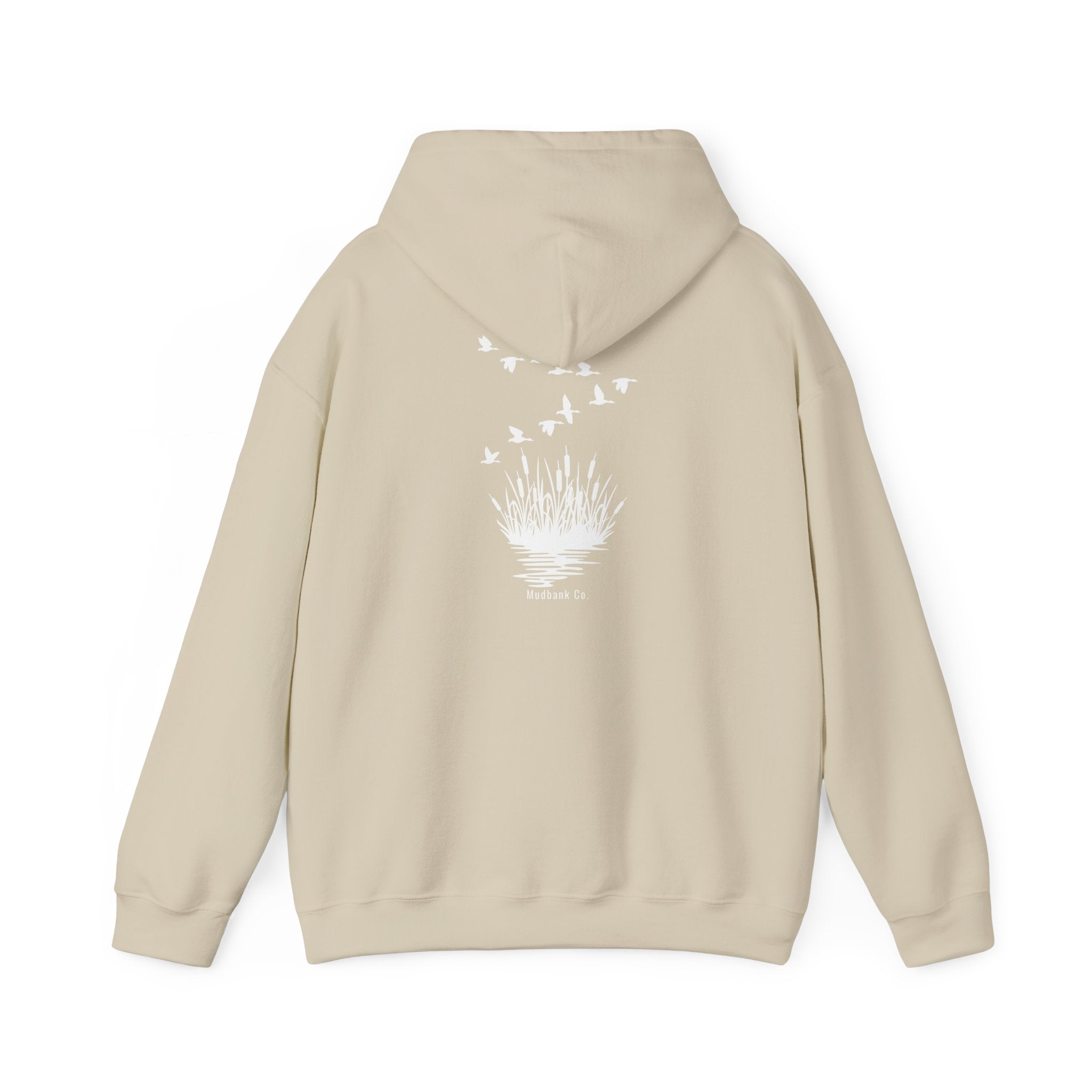 Hoodie — Minimal Black Heron & Flying Geese Graphic Pullover