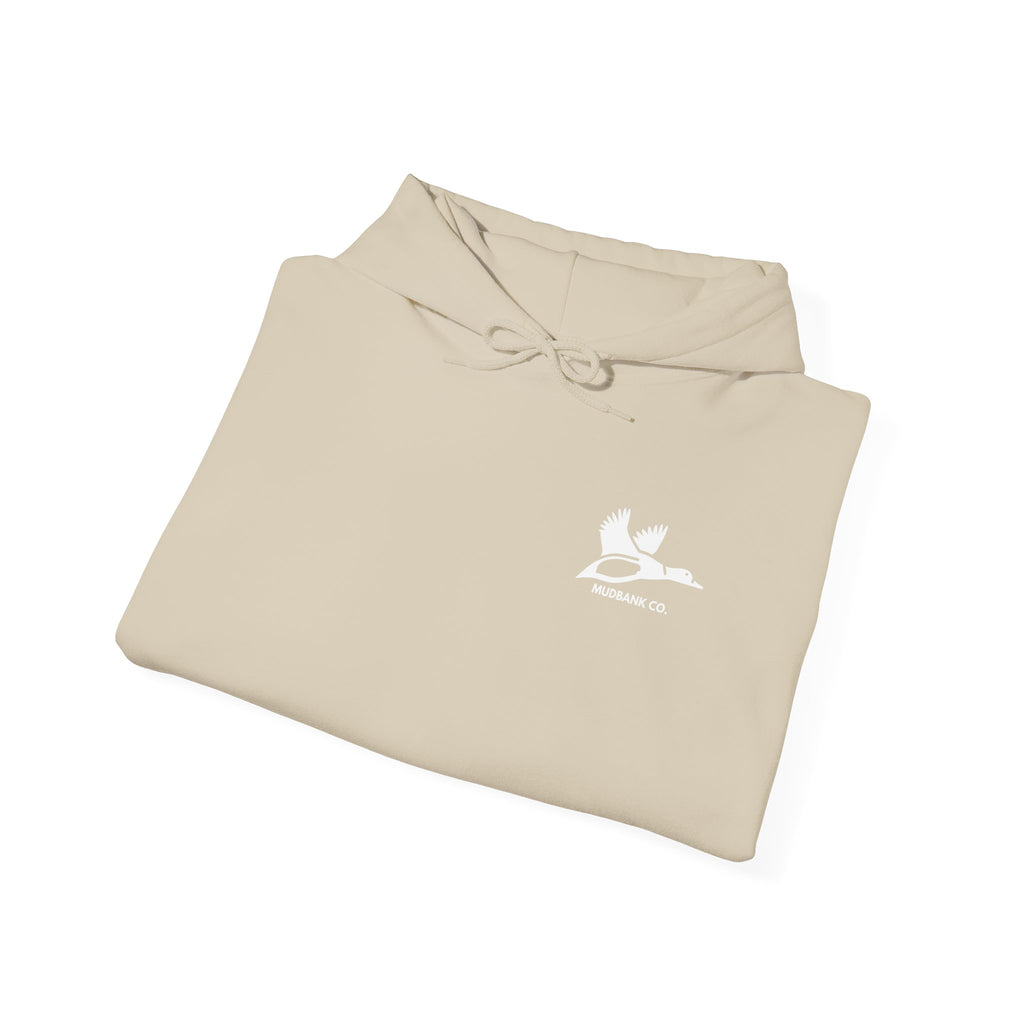 Hoodie — Minimal Black Heron & Flying Geese Graphic Pullover