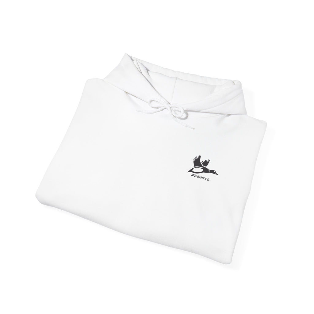Hoodie — Minimal Black Heron & Flying Geese Graphic Pullover