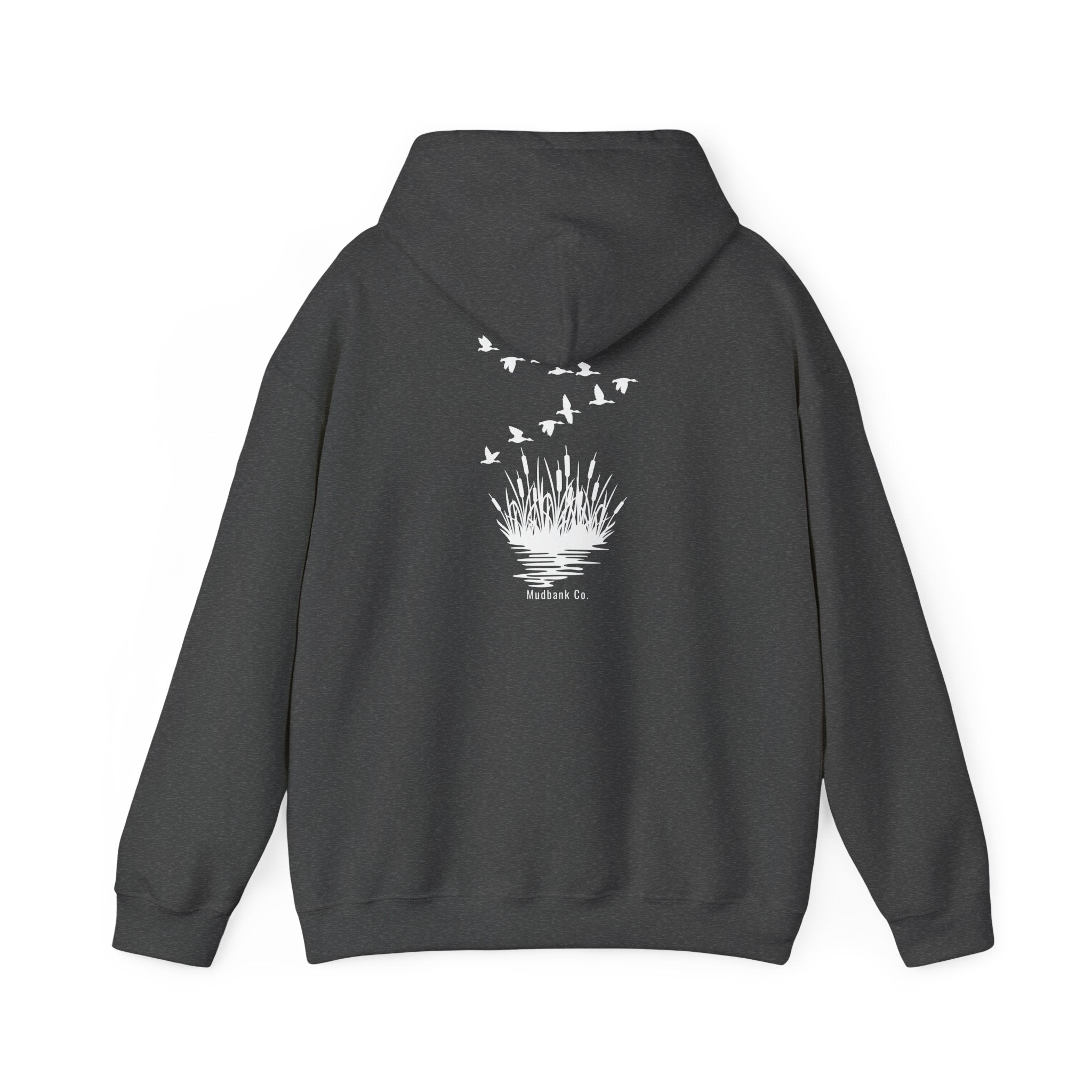 Hoodie — Minimal Black Heron & Flying Geese Graphic Pullover