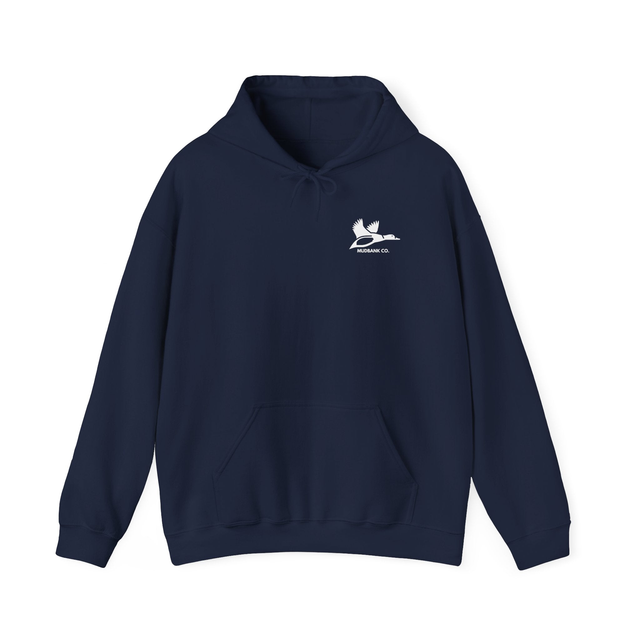 Hoodie — Minimal Black Heron & Flying Geese Graphic Pullover
