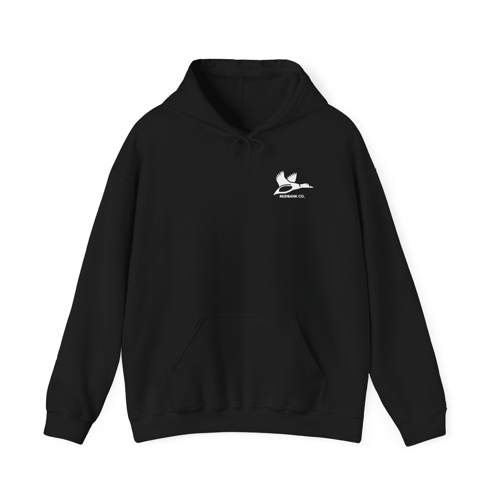 Hoodie — Minimal Black Heron & Flying Geese Graphic Pullover
